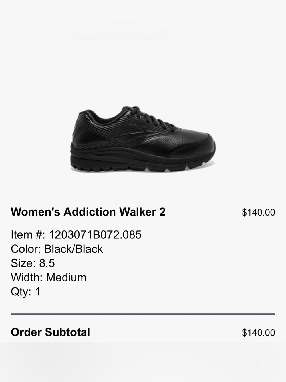 Brooks 8.5 Women's Addiction Walker 2 Black